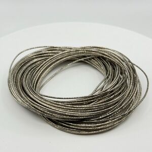Chunky Silver Tone Textured Multi Strand Wire Bangle Bracelet Stack Boho Gift